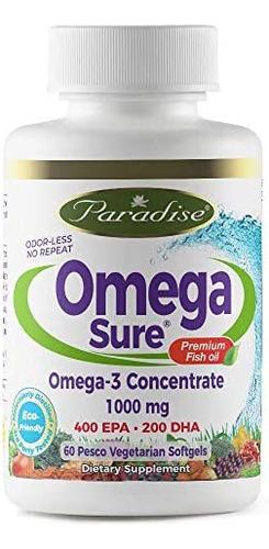 Concentrado De Ômega-3 Paradise Herbs, Óleo De Peixe Premiu