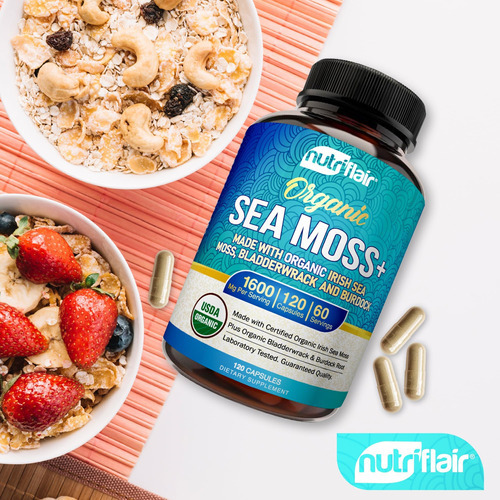 Nutriflair Organic Irish Sea Moss 1600mg, 120 Cápsulas Plus - Imagem 7