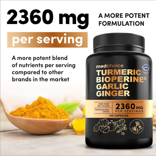 Suplementos 4 Em 1 De Cúrcuma E Alho Com Bioperina 2360 Mg ( - Imagem 6