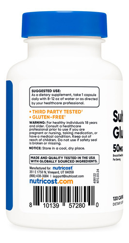 Suplemento Nutricost Sulforafano Glucosinolato (sgs) 120 Ca - Imagem 5