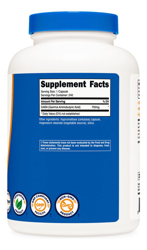 Suplemento Nutricost Gaba (ácido Gama-aminobutírico) 750 Mg - Imagem 4