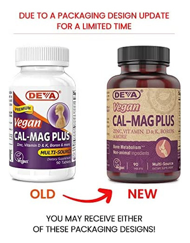 Deva Vegan Vitamins Cal-mag Plus, 90 Count - Imagem 2
