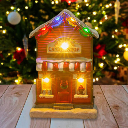 Musical Iluminado Natal Aldeia Casa Estatueta Decoração De - Imagem 35