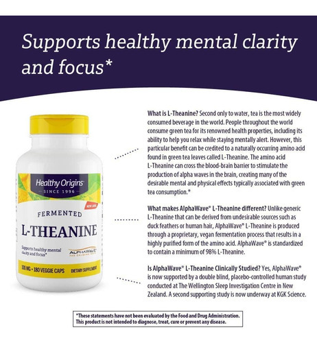 Healthy Origins L-theanine (alphawave), 100 Mg - Suporte Ao - Imagem 6