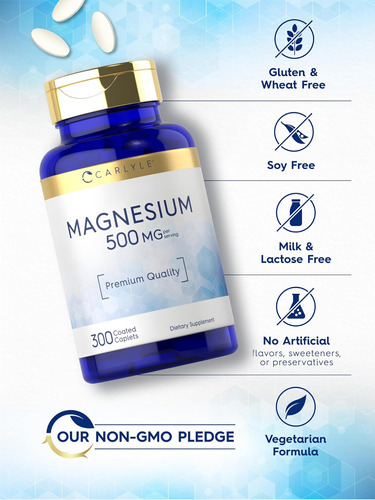 Carlyle Magnésio 500mg | 300 Cápsulas Revestidas | Suplement - Imagem 5