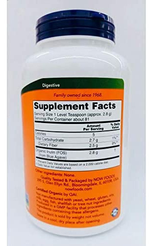 Now Inulin Prebiotic Fos, 8 Onças (pacote Com 2) - Imagem 2