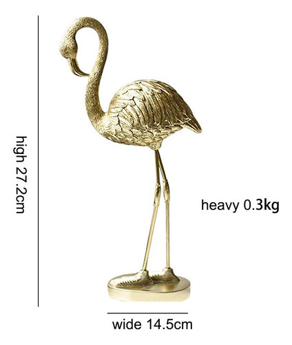 Estátua De Resina De Flamingo Dourado Escultura B B Ouro - Imagem 5