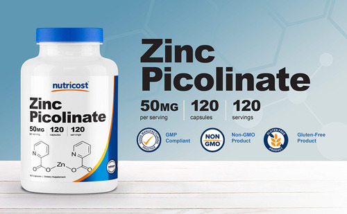 Suplemento Nutricost Picolinato De Zinco 50mg 120 Cápsulas - Imagem 4