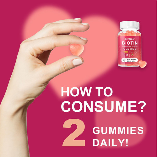Biotina Gummiesmcg Colágeno Ceratina Gummies Suplementos De - Imagem 5