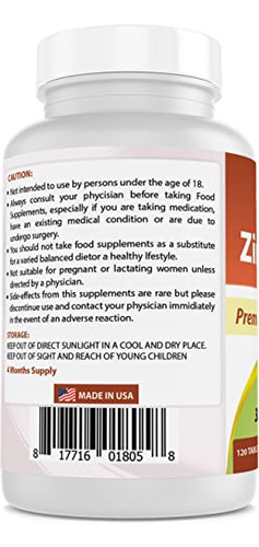 Suplementos Best Naturals Zinc 30 Mg Citrato De Zinco 120 Co - Imagem 3