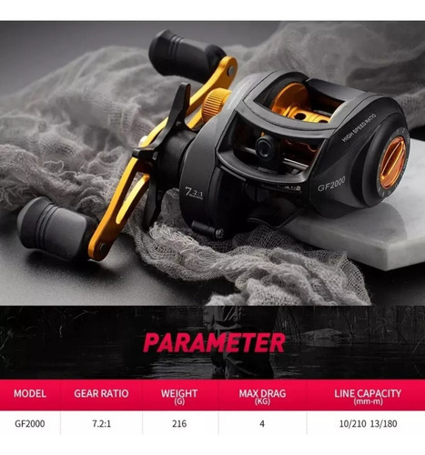Carretilha De Pesca Gf2000 15kg Drag 5 Rolamentos High Speed - Imagem 3