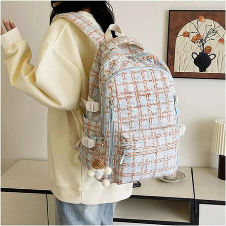 Novo Mochila De Veludo Cotelê E Morango 2024, Linda Mochila - Imagem 10