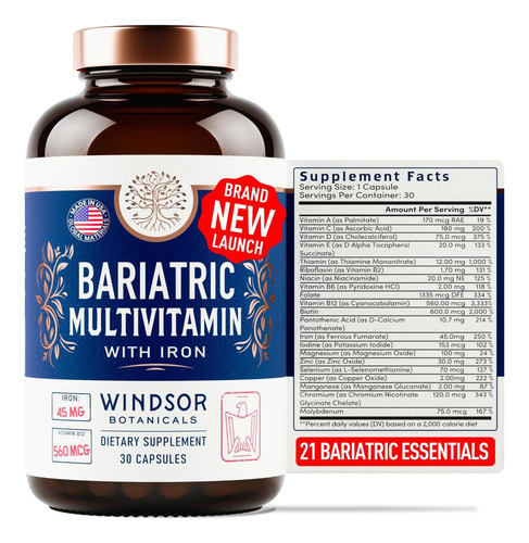 Multivitamínico Bariátrico Com Ferro - 45 Mg De Ferro Fácil