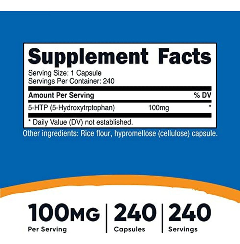 Nutricost 5-htp 100mg, 240 Cápsulas Vegetarianas (5-hidroxit - Imagem 2