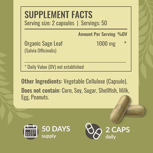 Cápsulas De Sálvia Herbamama - 1000 Mg Cápsulas De Suporte D - Imagem 3