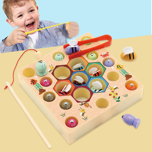 Montessori De Madeira Braçadeira De Pesca Jogar Jogamento - Imagem 6