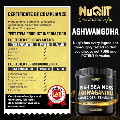 Nuqiit Organic Ashwangdha Capsules Mg Irish Sea Moss 3000mg - Imagem 6