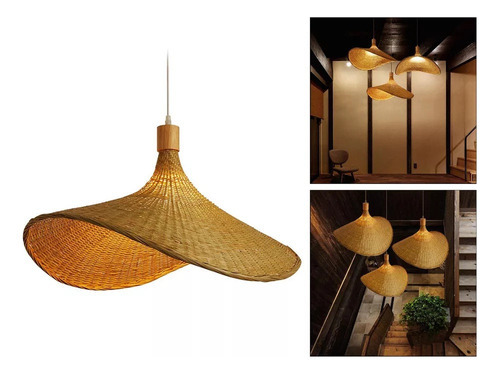 A Luminária De Teto Pendente Chapéu De Vime Lustre De 30 Cm - Imagem 2