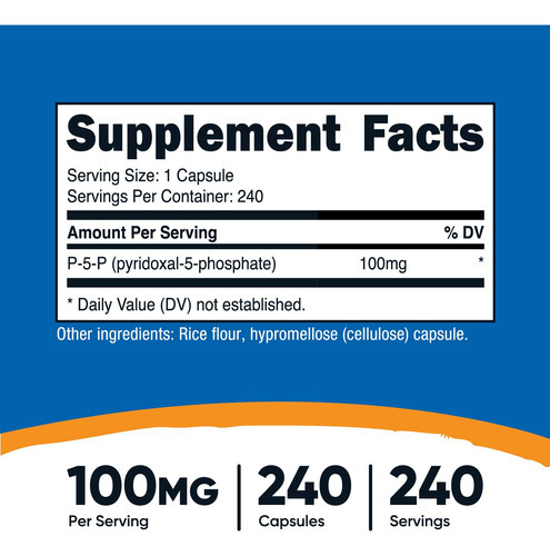 Suplemento Nutricost P5p Vitamina B6 100mg 240 Cápsulas - Imagem 2