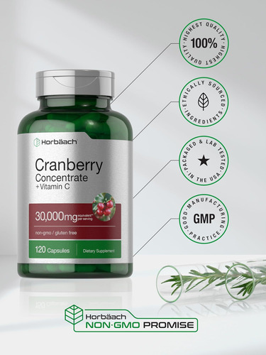 Comprimidos De Cranberry Horbäach 30.000 Mg | 120 Cápsulas | - Imagem 6