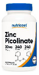 Suplemento Nutricost Picolinato De Zinco 30mg 240 Cápsulas - Imagem 2