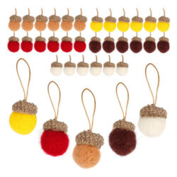 - Ornamentos De Feltro De Bolota, Guirlanda De Lã Rústica