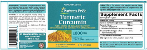 Puritans Pride Curcumina De Cúrcuma 1000 Mg, Suplemento Diet - Imagem 2