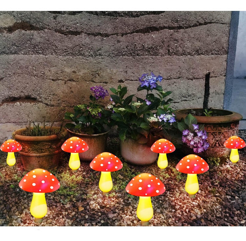 Luz Solar Jardim Cogumelo Luz Jardim À Prova D'água 8pcs - Imagem 7