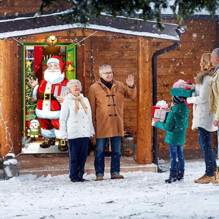 Decorações De Capa De Porta De Natal Banner De Porta De Papa - Imagem 9