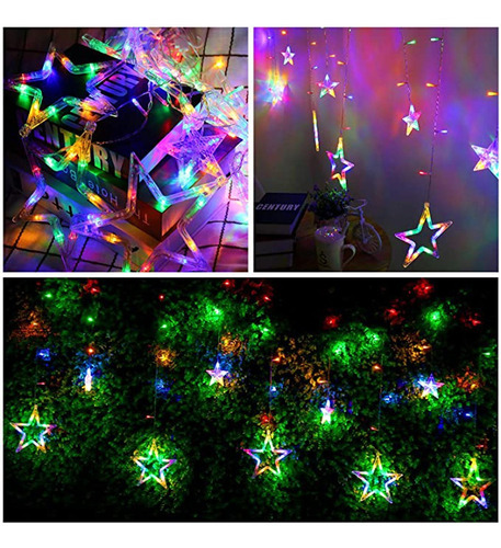 Cortinas Com Luzes Led Decorativas, Estrelas Luzes De Natal - Imagem 9
