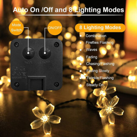 5m Luzes Natal Ao Ar Livre Luz Solar Da Corda Da Flor 20led- - Imagem 12