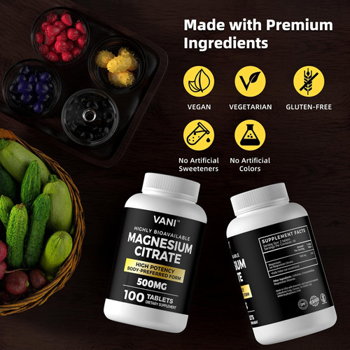 Citrato De Magnésio 500mg 100 Comprimidos- Vegan Seguro, Alt - Imagem 2
