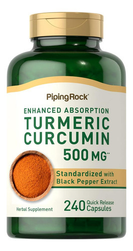 Piping Rock Curcumina Com Pimenta Preta 500 Mg | 240 Cápsula