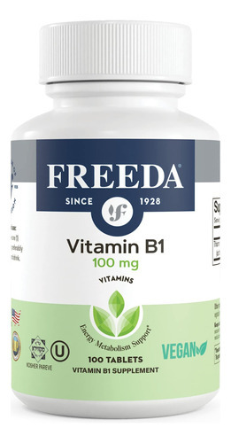 Freeda Vitamina B1 Tiamina 100mg - Suporta Metabolismo Energ