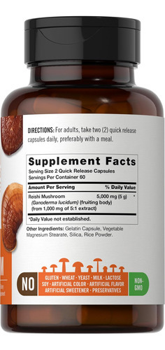 Cápsulas De Cogumelo Carlyle Reishi 5000 Mg | Contagem 120 | - Imagem 2