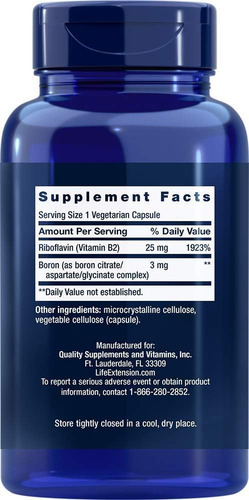 Life Extension Boron 3mg 180 Veg Caps - Complexo Triplo De B - Imagem 2