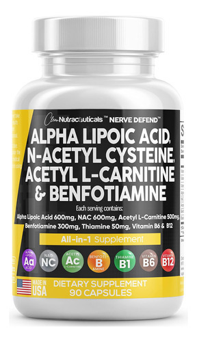 Ácido Alfa Lipóico 600 Mg N-acetil Cisteína 600 Mg Acetil L