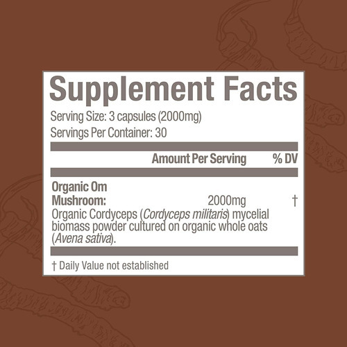 Om Mushroom Superfood Cordyceps Mushroom Capsules Suplemento - Imagem 4