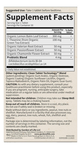 Suplemento Garden Of Life Organics Sleep Well 30 Comprimidos - Imagem 9