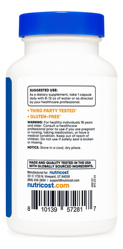 Suplemento Nutricost Dihydromyricetin (dhm) 350 Mg 90 Cápsul - Imagem 5