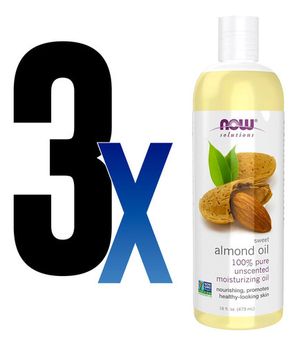 Óleo De Amendoa 473ml Now Foods Almond Oil Puro 3un - Imagem 2