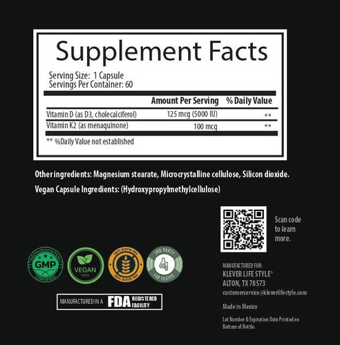 Estilo De Vida Klever | Vitamina D3 E K2 | Suplemento Para S - Imagem 3