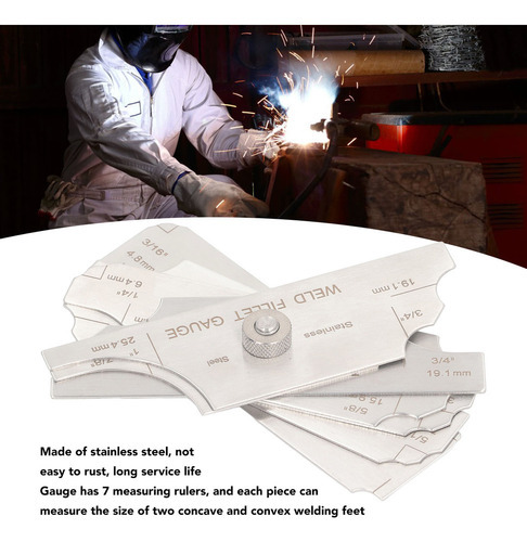 Q Régua De Inspeção De Soldagem Weld Fillet Gauge Em Aço - Imagem 4