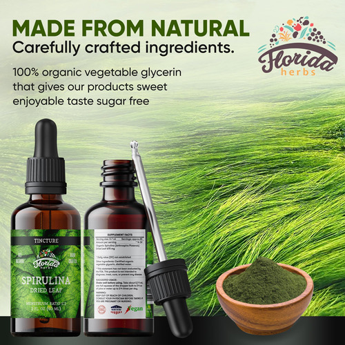 Florida Herbs Tintura De Spirulina, Extrato Orgânico De Spir - Imagem 3