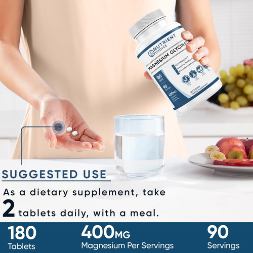 Nutrient Choice 400 Mg Glicinato De Magnésio 180 Comprimidos - Imagem 8