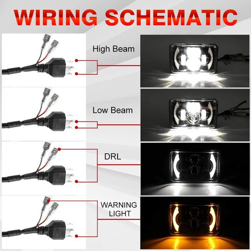 Farol Led 4x6 H4 Alta Baja Drl Turn Sigal 4656 F4000 - Imagem 2