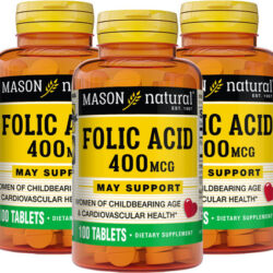 Mason Natural Folic Acid 400 Mcg - Auxilia No Funcionamento