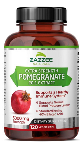 Extrato De Romã De Força Extra Zazzee 20: 1, 5000 Mg De Forç