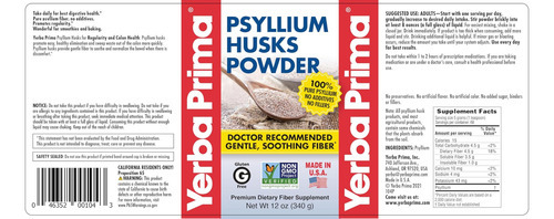 Cascas De Yerba Prima Psyllium Em Pó 12 Onças - Suplemento D - Imagem 2