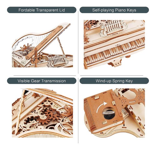 Kits Modelos Piano Mágico Madeira Com Quebra-cabeça - Imagem 3